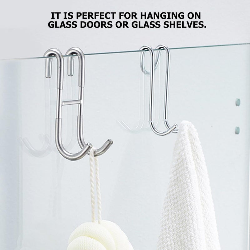 Stainless Steel Over Door Towel Hook For Bathroom Shower Glass Door Storage - Image 5