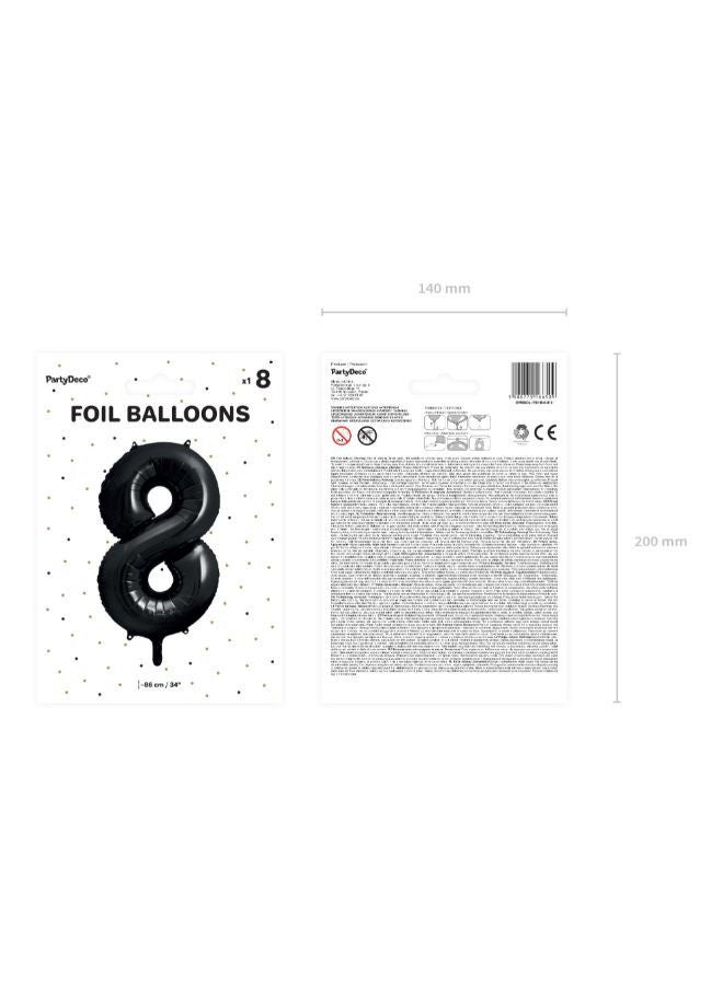 PartyDeco Foil Balloon Number ''8'', 86cm, black  - Image 4