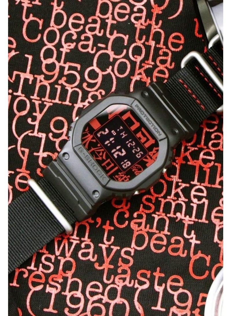 جي شوك x Coca-Cola Limited Edition Digital Quartz Watch DW-5600COCA19-1, 48.9 mm Black Graphics Dial, Resin Case, 200 m WR - Image 1