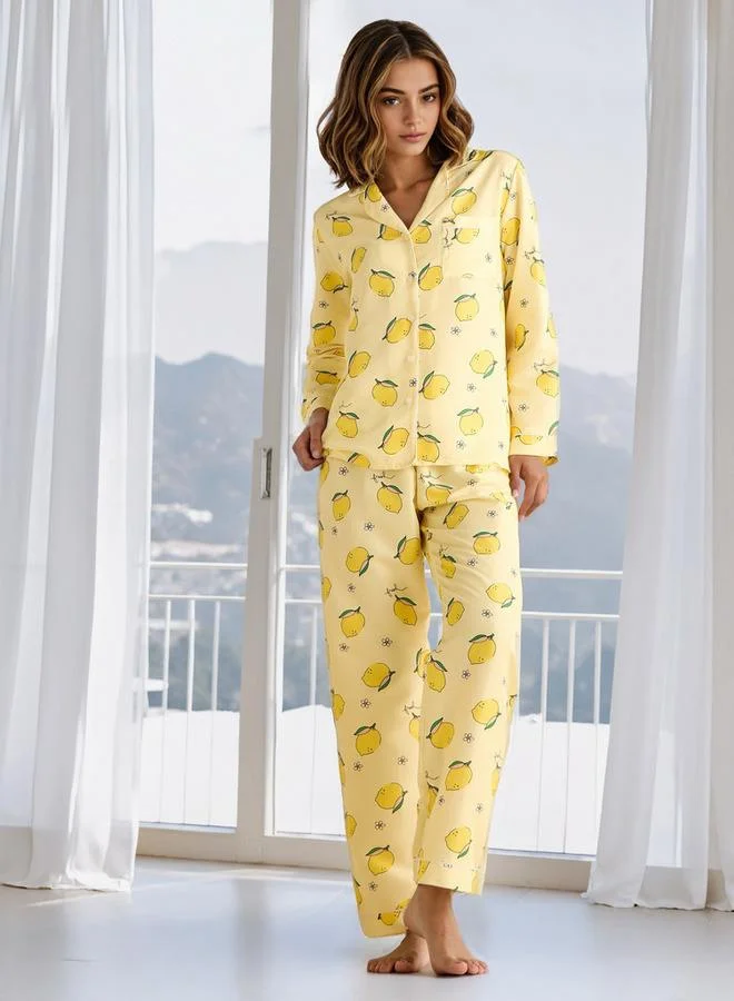 Aadaraya Lemon Print Pyjama Set