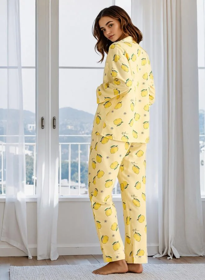 Aadaraya Lemon Print Pyjama Set
