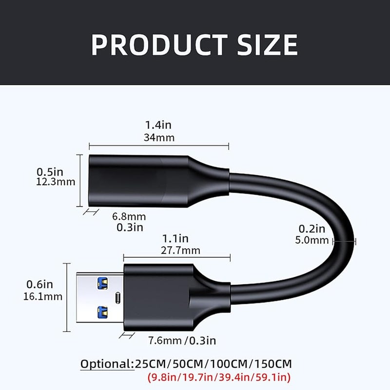 USB 3 2 Male To Type C Female Adapter 10Gbps Fast Data Sync Charging Cable 100cm - Image 4