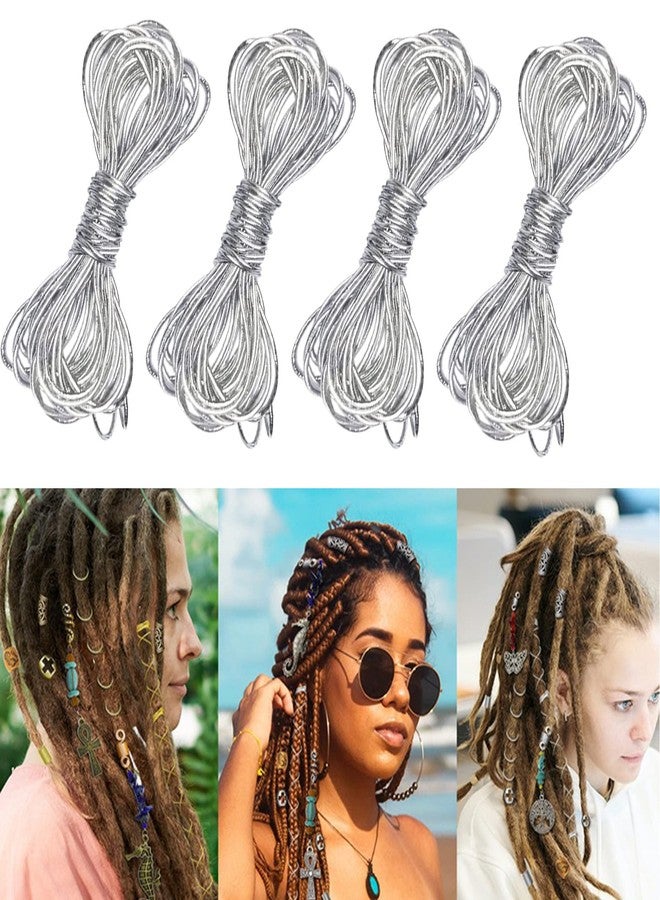 DonLeeving 4 Pack 5M Metallic Tinsel Elastic Cords Dreadlock Braiding Rope for Hair Braiding, Ornament Hanging, Decorating, Gift Wrapping (Silver) - Image 1
