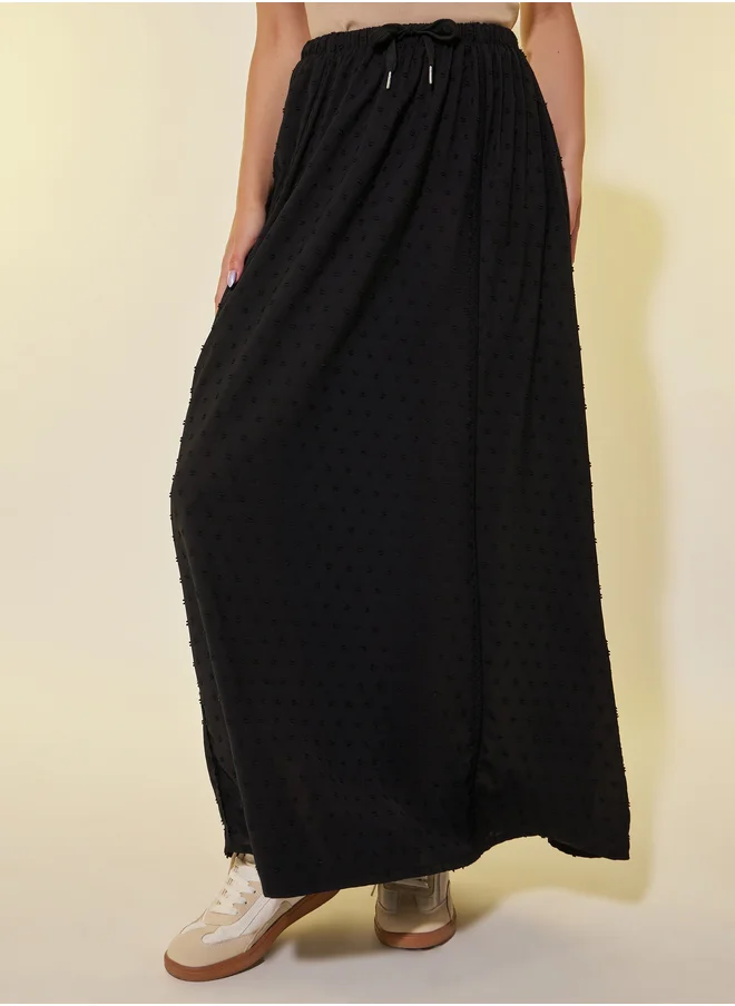 ستايلي Dobby Drawstring Waist A-Line Maxi Skirt