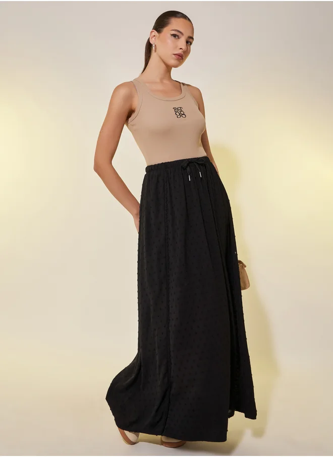 ستايلي Dobby Drawstring Waist A-Line Maxi Skirt
