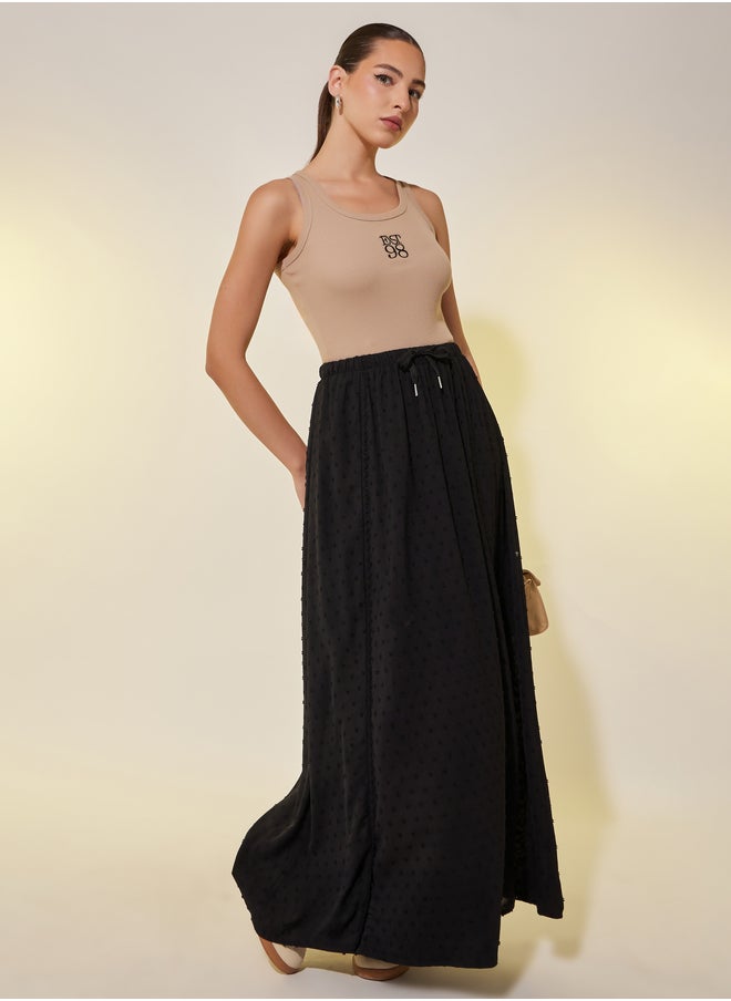 Take Two Dobby Drawstring Waist A-Line Maxi Skirt  - Image 1
