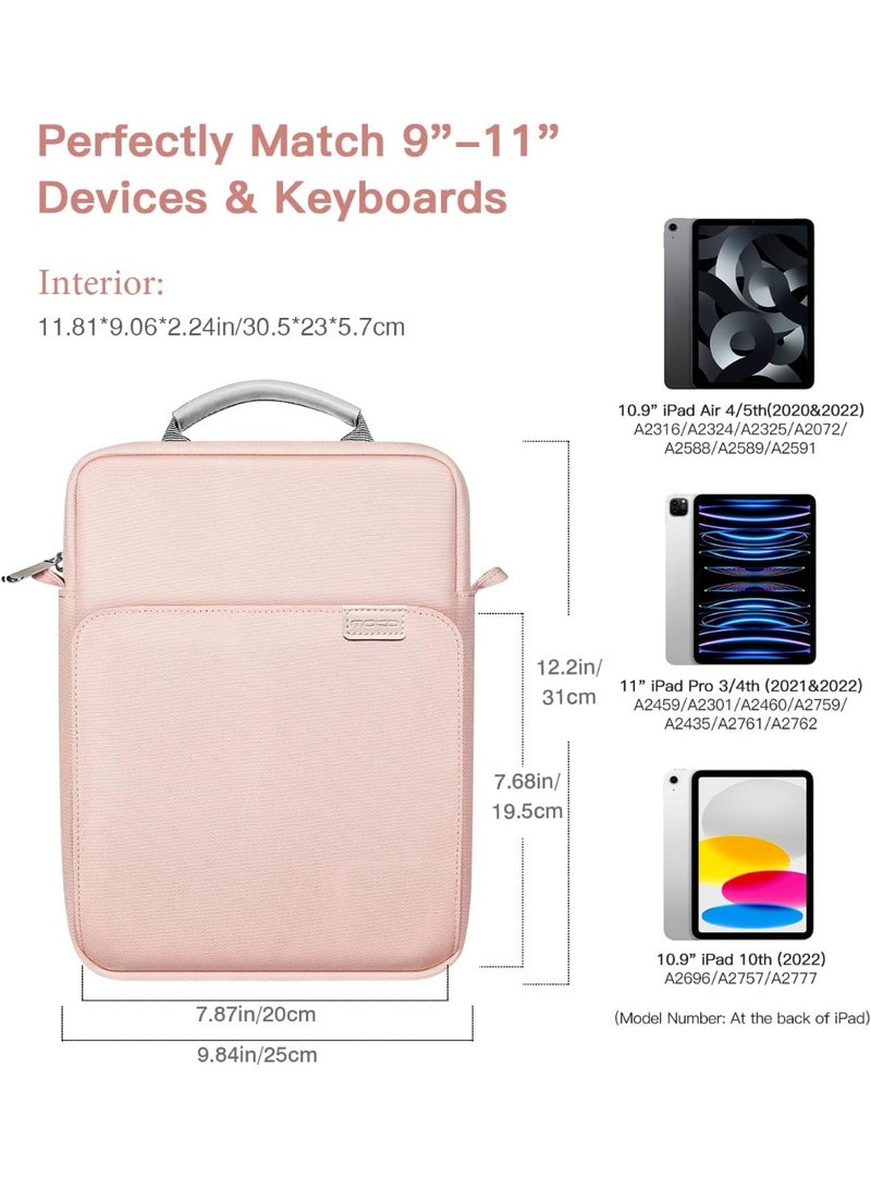 Multifunctional Laptop Bag, Tablet Case with Shoulder Strap and Handle, Multiple Compartments, Pink - Image 2