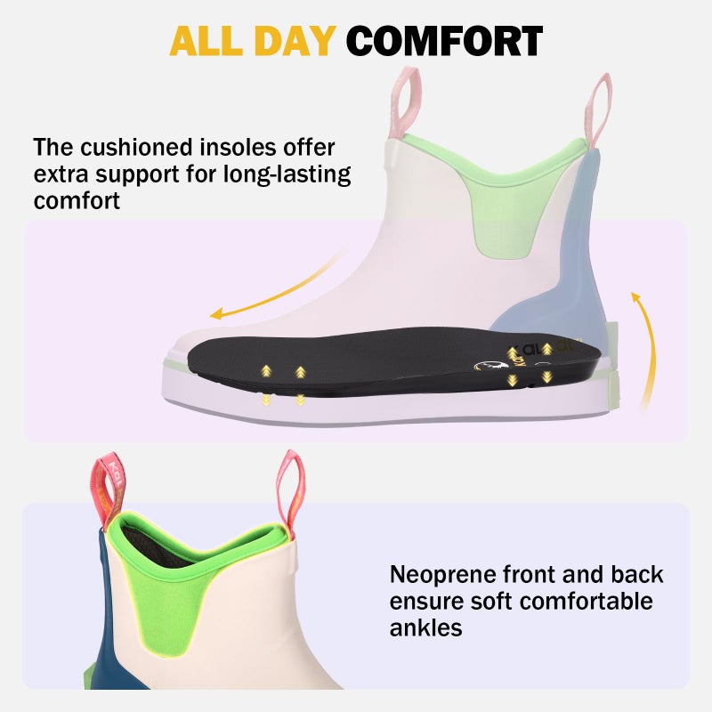 Kalkal Women's Deck Boots, Anti-Slip Deck Boots, Lightweight Fishing Boot for Women, Waterproof Ankle Rubber Rain Boot for Boating, Camping, Farming & Outdoor Work (Size 5-11) - Image 4