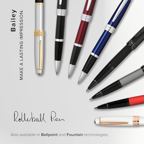 Cross Bailey Refillable Rollerball Pen Presented in a Premium Gift Box - Medium Point, Black Ink, Matte Gray - Image 5