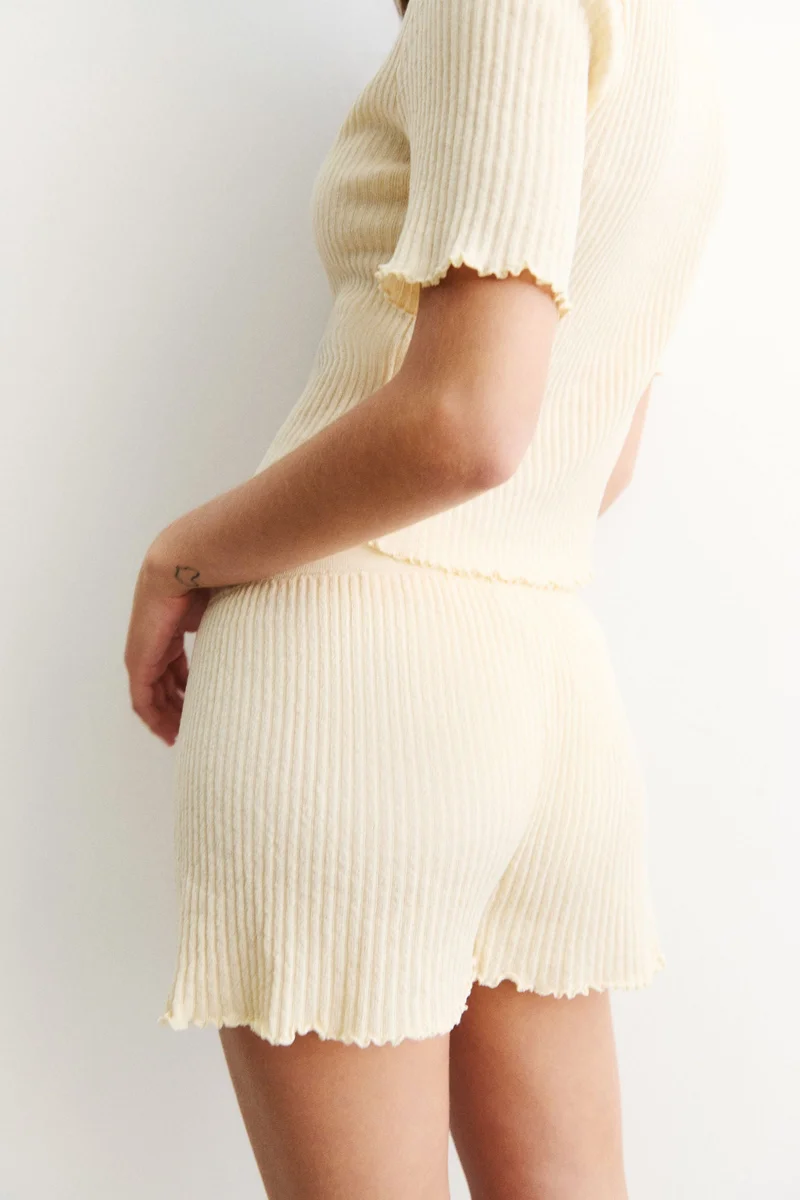 H&M Linen-blend rib-knit shorts