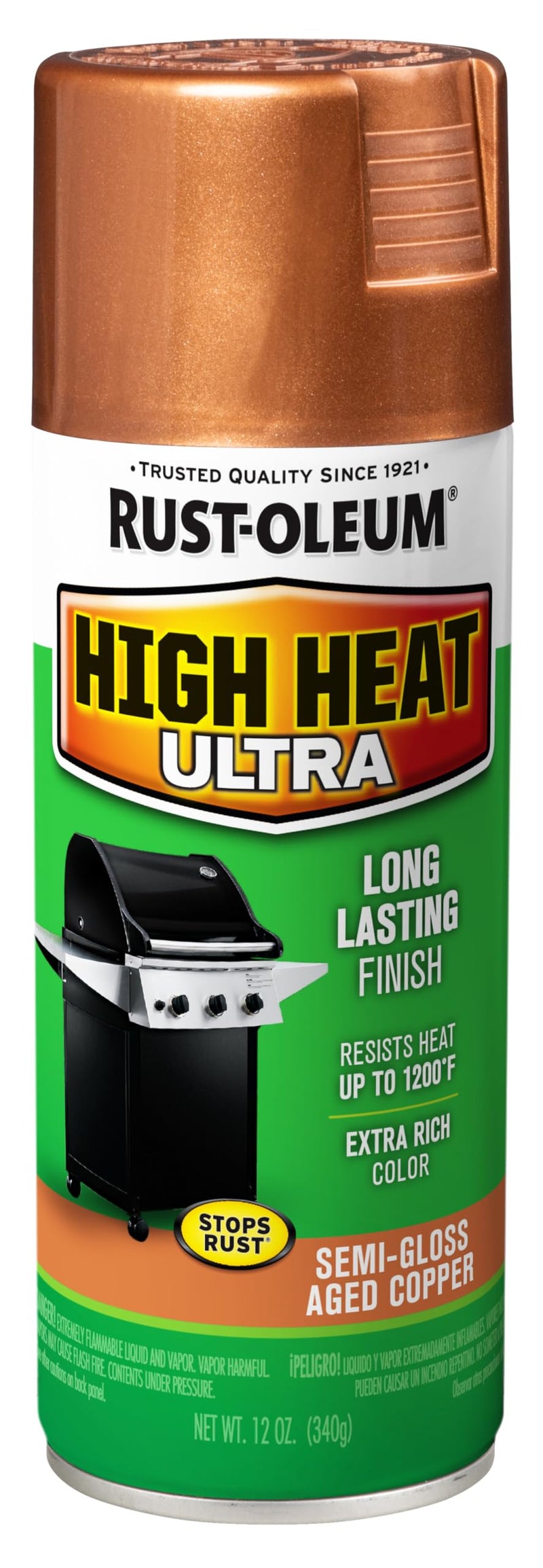 RUST-OLEUM رش طلاء رست-أوليوم 241232 عالي الحرارة ألترا إيناميل، نحاس قديم، 12 أونصة، فل أونصة (عبوة من 1)، 11 - Image 1