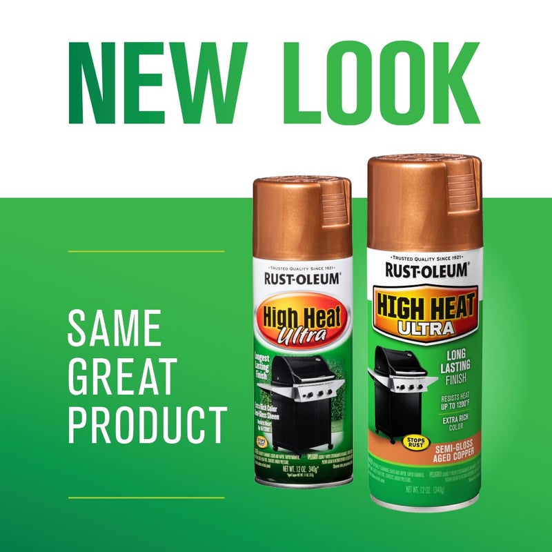 RUST-OLEUM رش طلاء رست-أوليوم 241232 عالي الحرارة ألترا إيناميل، نحاس قديم، 12 أونصة، فل أونصة (عبوة من 1)، 11 - Image 2