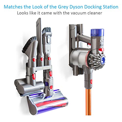 Charlux Countertop Metal Accessory Holder Hanging Shelves Compatible With Dyson V7 V8 V10 Vacuum Cleaner Attachment Holders Docking Station, Grey, 1 Pack - Image 3