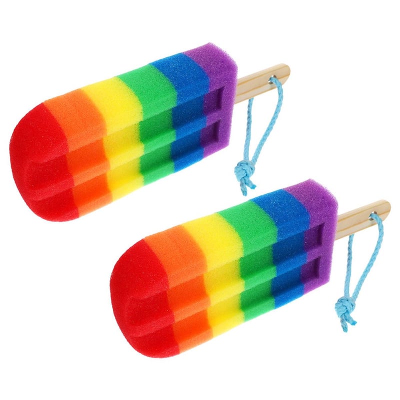 2Pcs Ice Cream Shaped Soft Bath Sponge Colorful Exfoliating Body Scrubber For Women - Image 2