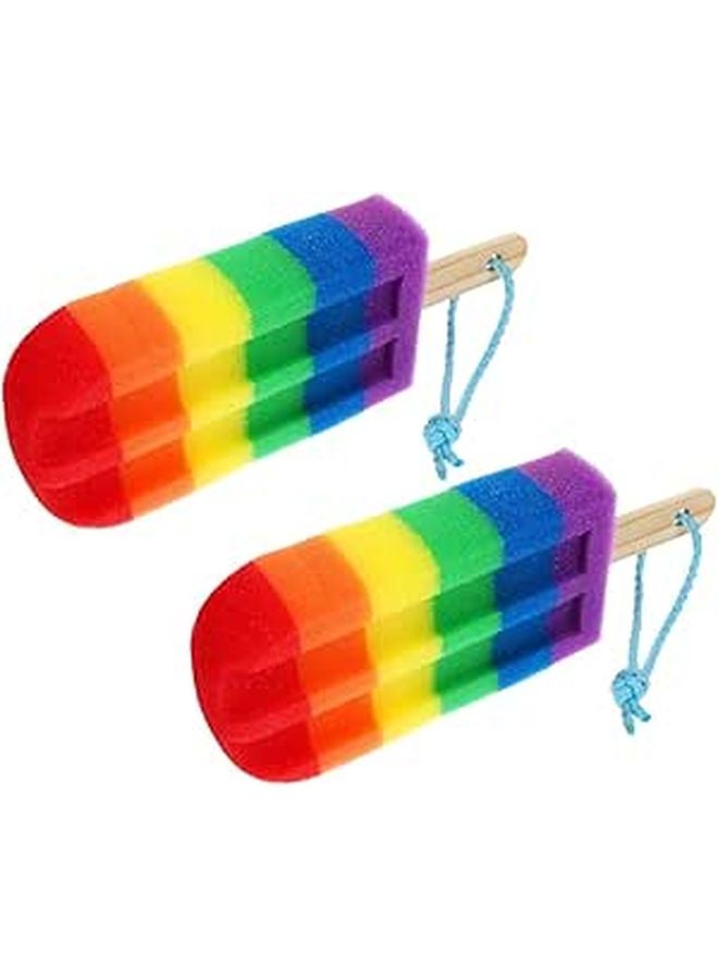 2Pcs Ice Cream Shaped Soft Bath Sponge Colorful Exfoliating Body Scrubber For Women - Image 1