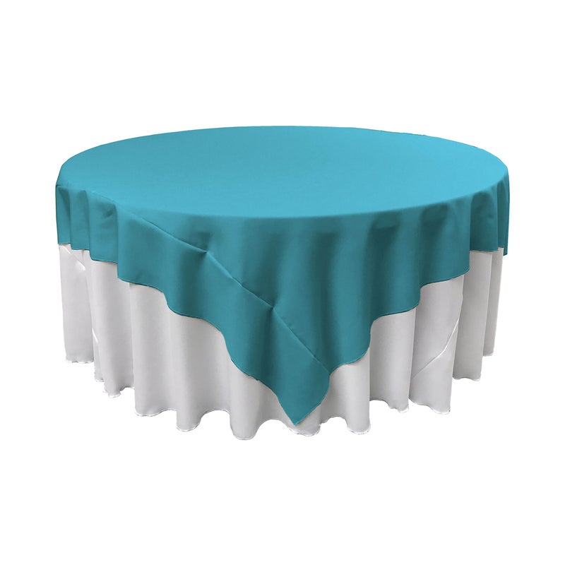 La Linen البوليستر البوبلين قابل للغسل مفرش طاولة مربع مقاوم للبقع والتجاعيد غطاء طاولة قماش 90 × 90 قماش طاولة طعام لتناول الطعام والحفلات والعطلات 90 × 90 بوصة تركواز داكن