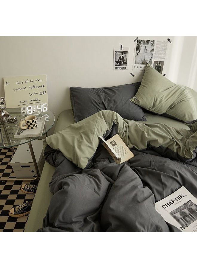 Ins-style Simple Quilt Cover Single-piece Student Dormitory 150x 200x 230 Solid Color Single Bedroom Plaid Sanding Quilt Cover-Colour:Dm Dark Gray Matcha [soft And Skin-friendly, Suitable For Sleeping Naked]-Specification:150x200cm Single Piece Quilt Cover - Image 1