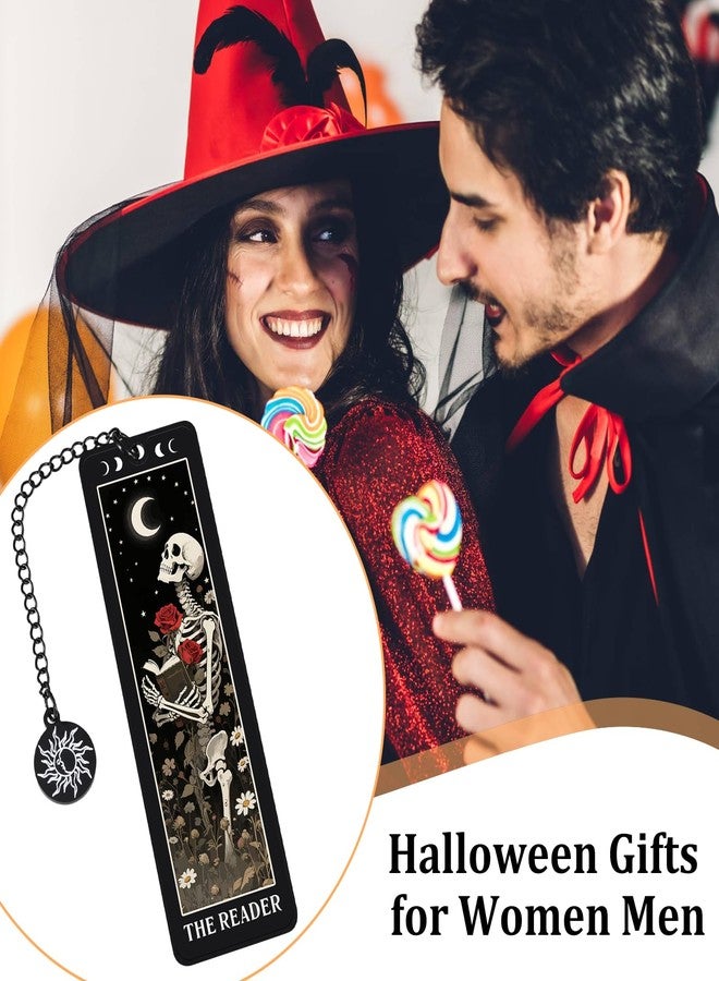 FOOZDEEVAAQ Skeleton Tarot Metal Bookmark - Funny Horror Gothic Bookmarks Skull Tarot Card Bookmark for Book Lovers Easter Halloween Spooky Basket Stuffer College Dorm Room Essentials for Girls Valentines - Image 4