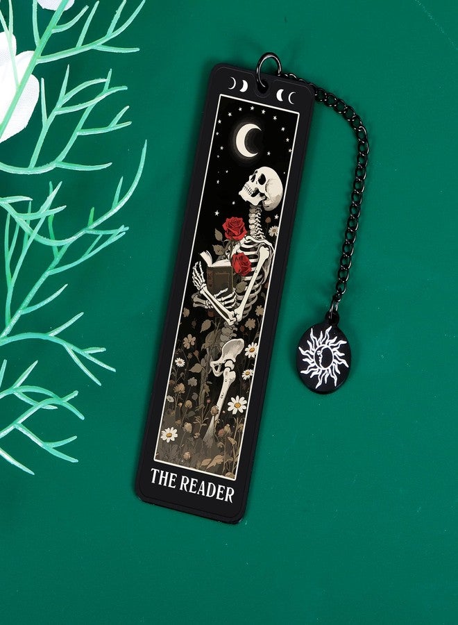 FOOZDEEVAAQ Skeleton Tarot Metal Bookmark - Funny Horror Gothic Bookmarks Skull Tarot Card Bookmark for Book Lovers Easter Halloween Spooky Basket Stuffer College Dorm Room Essentials for Girls Valentines - Image 5