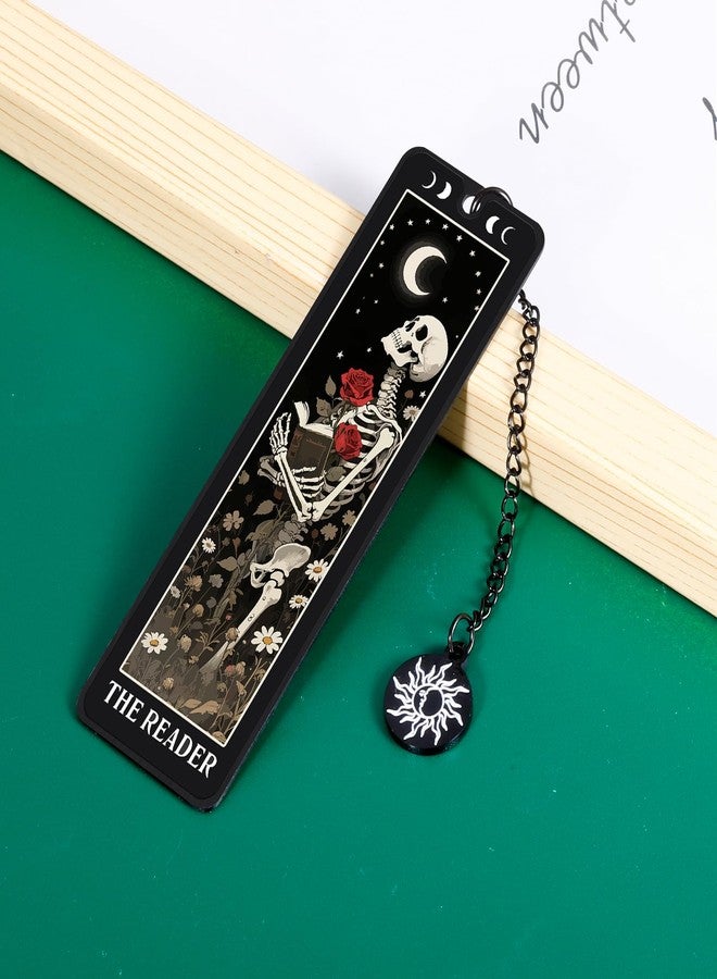 FOOZDEEVAAQ Skeleton Tarot Metal Bookmark - Funny Horror Gothic Bookmarks Skull Tarot Card Bookmark for Book Lovers Easter Halloween Spooky Basket Stuffer College Dorm Room Essentials for Girls Valentines - Image 3