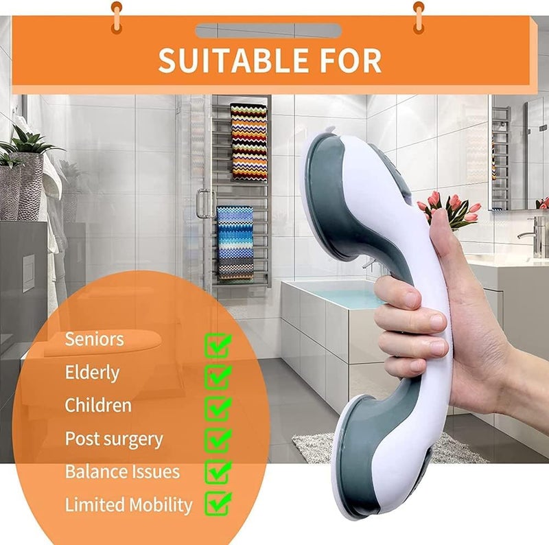 Shower Handle for Elderly 12 Inch Heavy Duty Suction Grab Bar Non Slip Bathroom Safety Handle ADA Support Rail for Bathtubs and Showers Seniors Disabled - Image 3