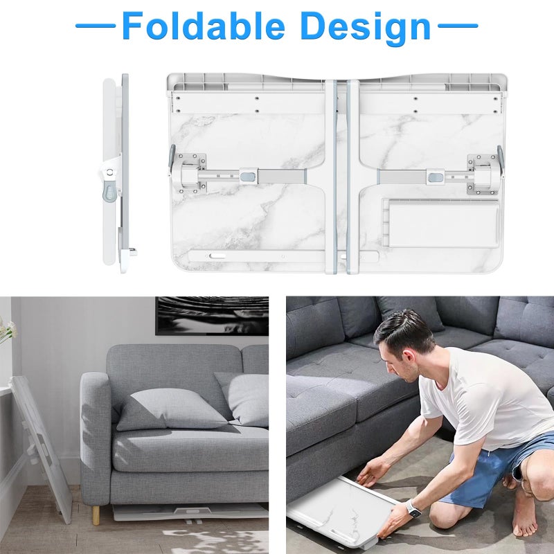 HETTHI Laptop Bed Desk, Adjustable Laptop Lap Desk with Drawer, X-Large Foldable Bed Table Tray for Bed Couch Floor Desk Writing Working Reading Eating Painting (Marble, 23.6"Ã—15.7") - Image 5