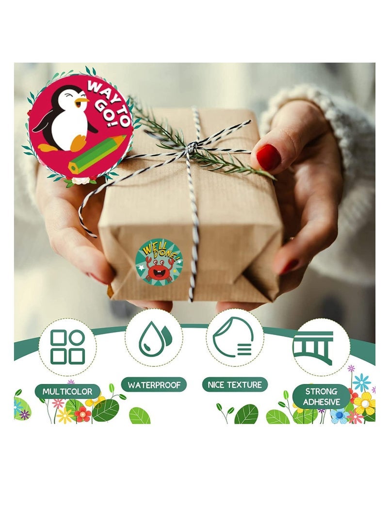 ECVV ECVV 1000Pcs Reward Stickers for Teachers Incentive Stickers Supplies for Classroom Motivational Stickers Classwork Award Stickers Kids School Training Encouraging Round Cute Cartoon Design-2 Roll - Image 4