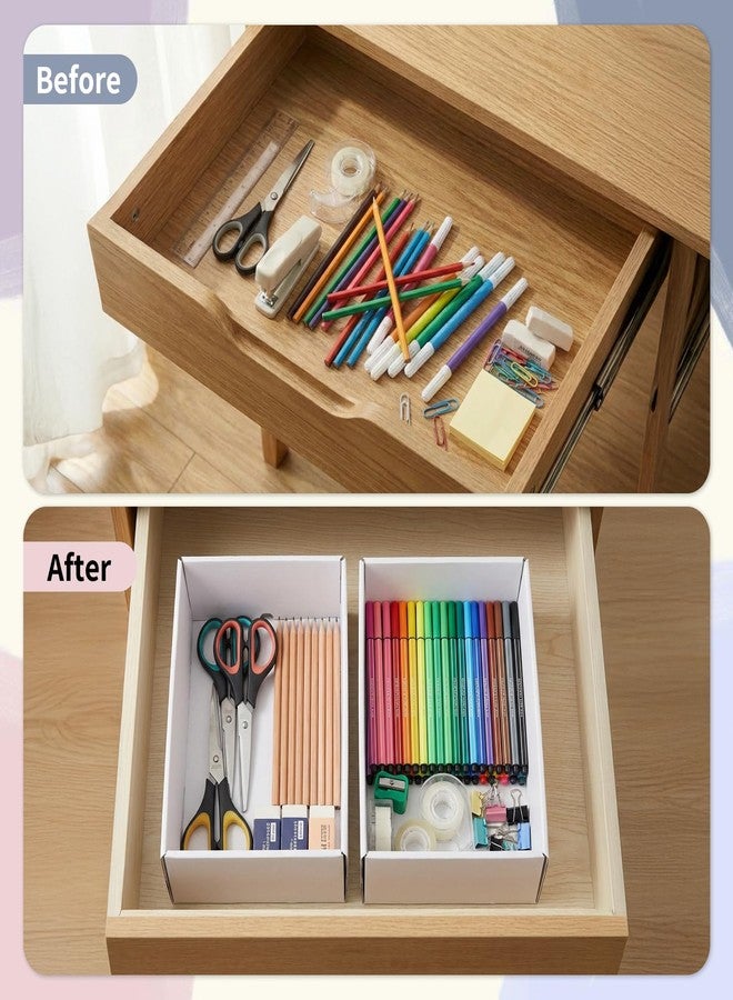 Wtrgas 20 PCS 12x9x4 White Sturdy Cardboard Drawer Organizers, Minimalist Paperboard Storage Bins for shelf Desk Drawer Closet Cabinet, DIY Labeling, for Kitchens, Pantries, Offices, Classrooms - Image 2