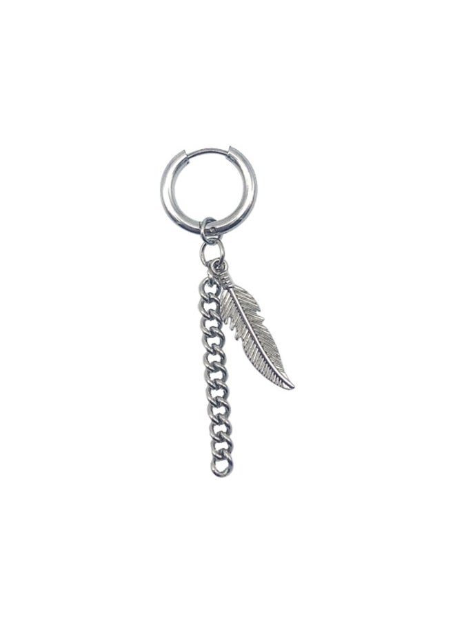 Generic One Piece Bts Bulletproof Youth League Titanium Feather Chain Drop Earrings 