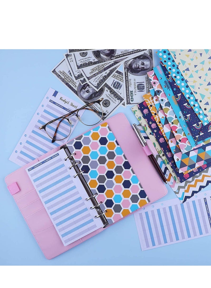 Zikra 27 Pcs A6 PU Leather Binder Budget Cash Envelopes System  Planner Organizer, Money, Expense Sheets and Labels , Pink - Image 2