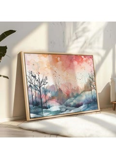 Home Gallery A Watercolor Painting Of A Snowy Landscape Framed Canvas Wall Art  - Image 1