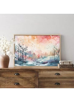 Home Gallery A Watercolor Painting Of A Snowy Landscape Framed Canvas Wall Art  - Image 4