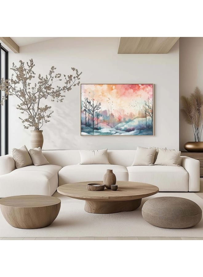 Home Gallery A watercolor painting of a snowy landscape Framed Canvas wall art 120x80 - Image 2