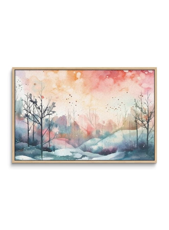 Home Gallery A watercolor painting of a snowy landscape Framed Canvas wall art 120x80 - Image 3