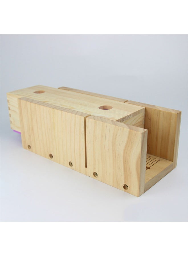 Multinfunction Wooden And Silicone DIY Soap Mould And Cutting Box With Markings and Grooves Rectangular Handmade Silicone Soaps Candles Mold And Trimming Kit - Image 1