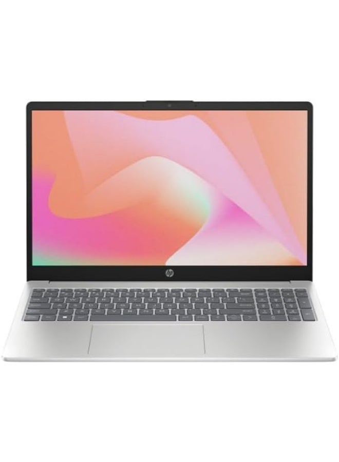 لابتوب HP AI 15-fd2040ne، معالج Intel Core Ultra 5-225U، ذاكرة وصول عشوائي 8 جيجابايت، 512 جيجابايت SSD، رسومات Intel، شاشة 15.6 بوصة FHD، نظام DOS، فضي طبيعي اللغة الإنجليزية
