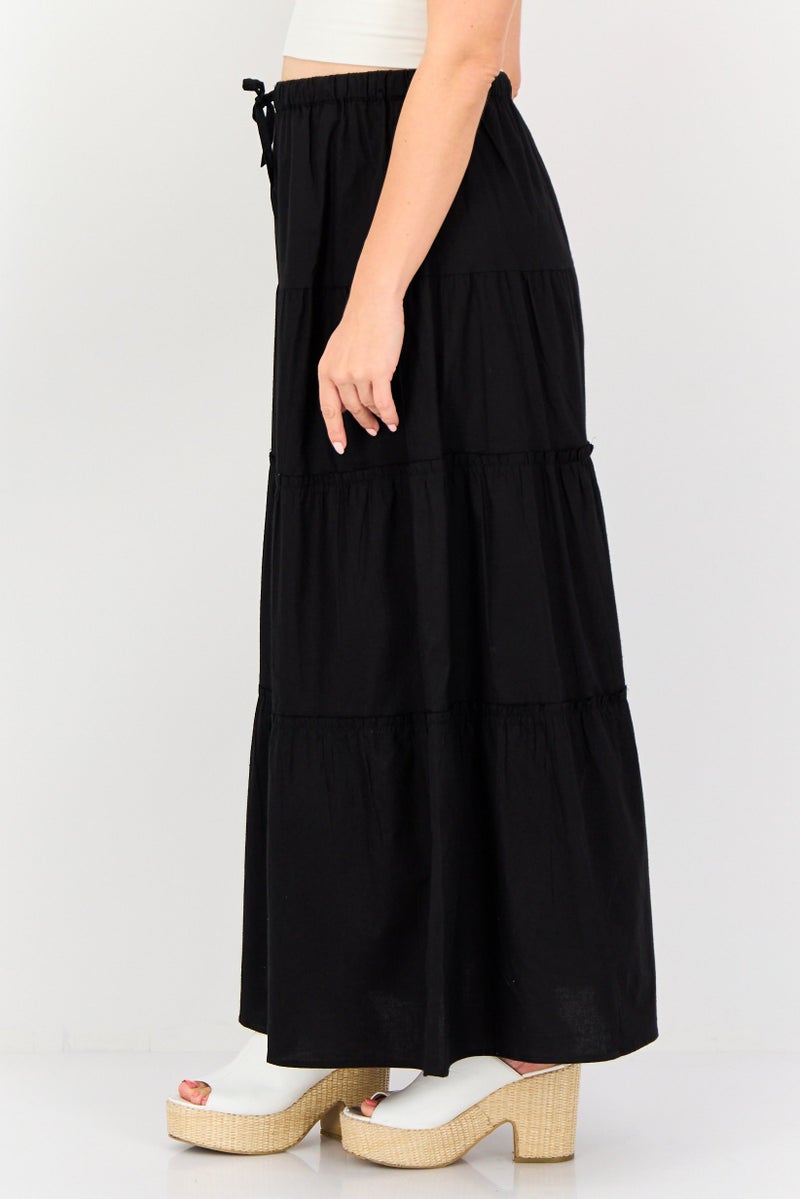 BRAVE SOUL Women Solid Maxi Skirt, Black - Image 4