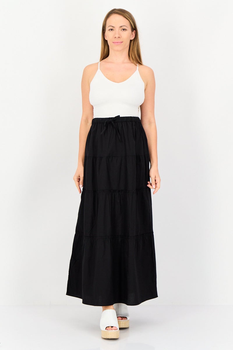 BRAVE SOUL Women Solid Maxi Skirt, Black - Image 3