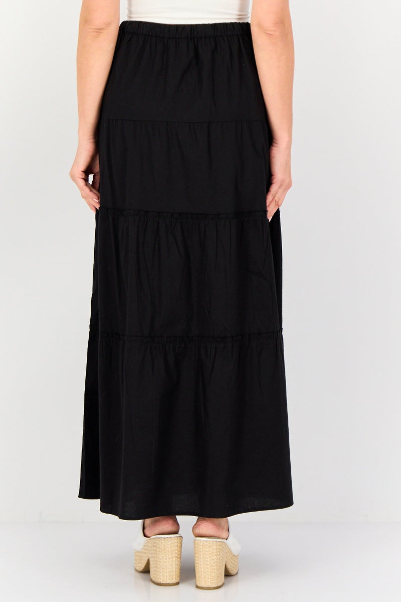 BRAVE SOUL Women Solid Maxi Skirt, Black - Image 2
