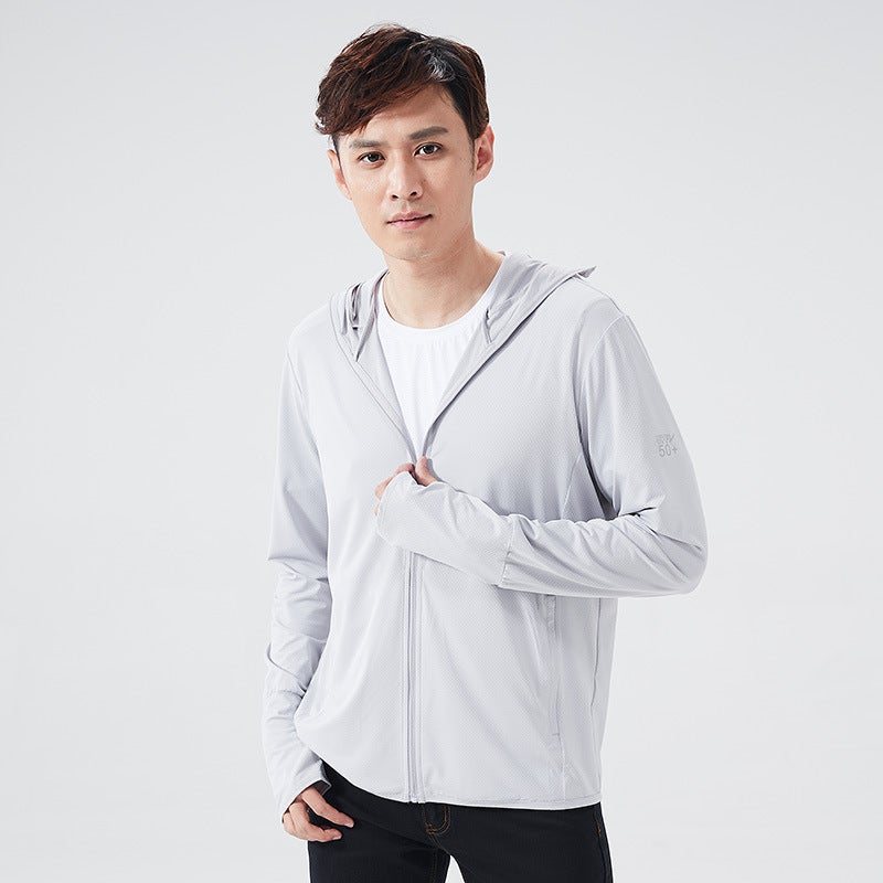 Generic Jiao Xia same style sunscreen clothing womens summer anti-ultraviolet Ice Silk breathable sunscreen clothing riding fishing special coat mens Male-silver gray