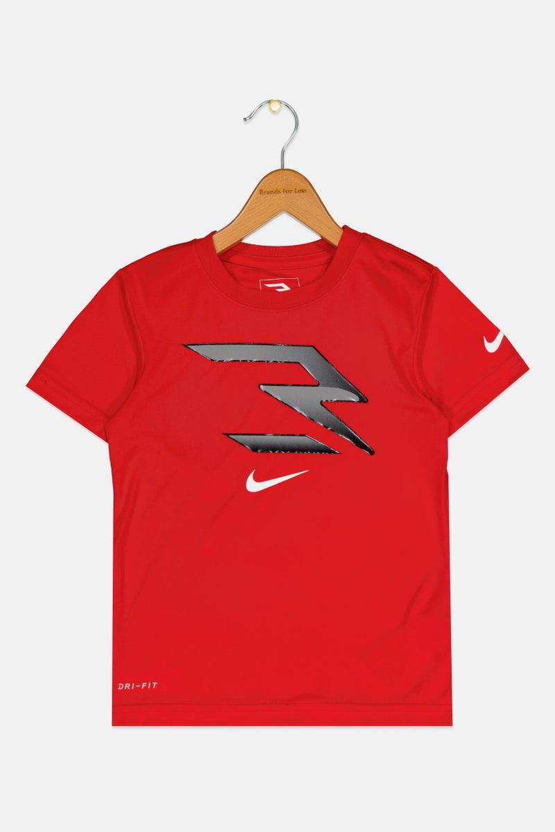 Nike 3Brand by Russell Wilson Kids Boy Sportswear Fit Brand Logo Outdoor T-Shirt, Red - Image 1