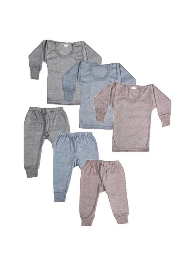 BONUM Comfotable Winter Wear Thermal Innerwear Top & Full Pant Woolen Warmer Combo Set for Girls Boys, Kids Unisex Body Warmer Thermal (Set of 3) - Image 1