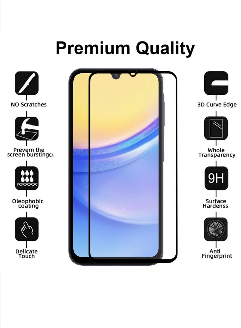 2 Pieces For Samsung Galaxy A15 5G Screen Protector – Premium Edge to Edge Tempered Glass, High Transparency, Delicate Touch, Anti-Explosion, Smooth Arc Edges, Easy Installation - Image 2