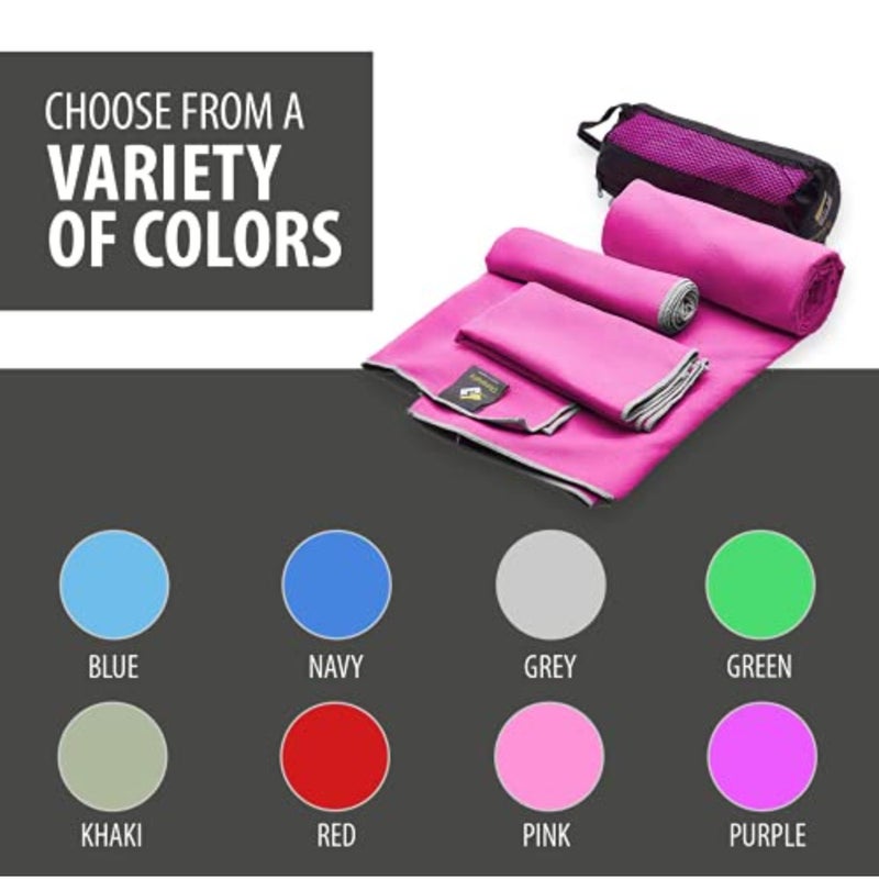 3 Size Towels at the Price of 1 - Super Pack - Fast Quick Dry · Super Absorbent · Ultra Compact · Lightweight · Antimicrobial · Set Microfiber Towels - Best For Gym Travel Camp Backpacking Yoga Fitnes - Image 4