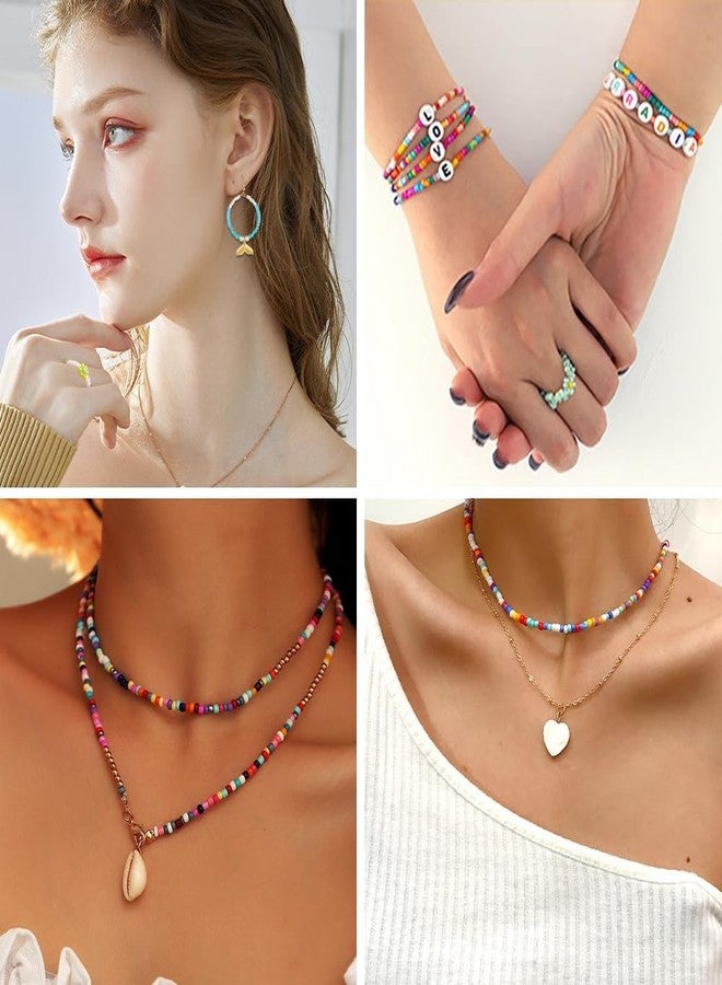 THECLOUDMALL Bracelet Making Beads Kit - 24 Colors Heishi Bead Set, Preppy Bracelet Kit with Polymer Flat Clay, UV Letter Beads for Jewelry and Earrings Making (C) - Image 5