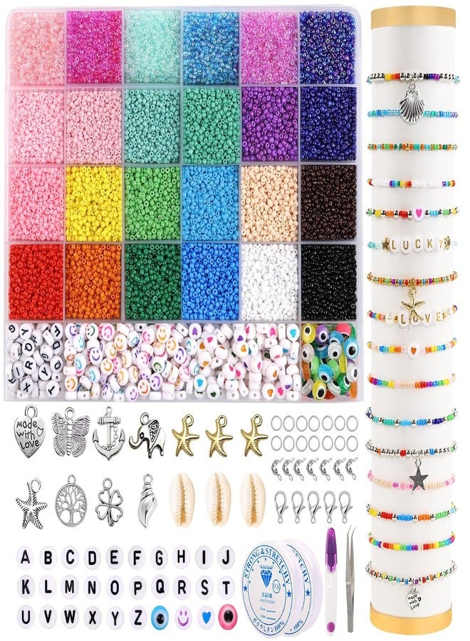 THECLOUDMALL Bracelet Making Beads Kit - 24 Colors Heishi Bead Set, Preppy Bracelet Kit with Polymer Flat Clay, UV Letter Beads for Jewelry and Earrings Making (C) - Image 1