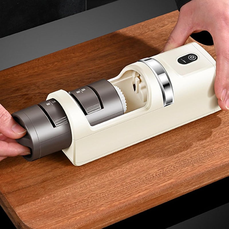 TERRIFI Electric Cutter Sharpener, Automatic Rechargeable Scissor Sharpening Tool, Professional Polishing Whetstone for Home, Kitchen, Restaurant Use, Easy-to-Use & High Efficiency - Image 3