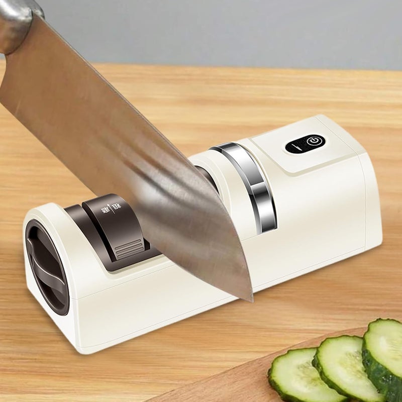 TERRIFI Electric Cutter Sharpener, Automatic Rechargeable Scissor Sharpening Tool, Professional Polishing Whetstone for Home, Kitchen, Restaurant Use, Easy-to-Use & High Efficiency - Image 2