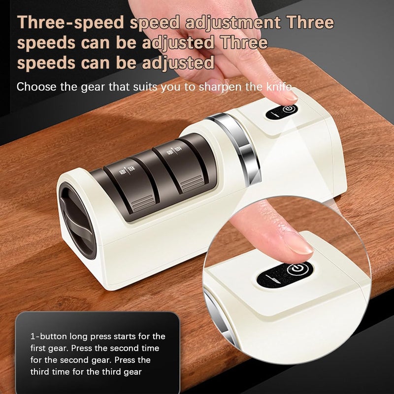 TERRIFI Electric Cutter Sharpener, Automatic Rechargeable Scissor Sharpening Tool, Professional Polishing Whetstone for Home, Kitchen, Restaurant Use, Easy-to-Use & High Efficiency - Image 5