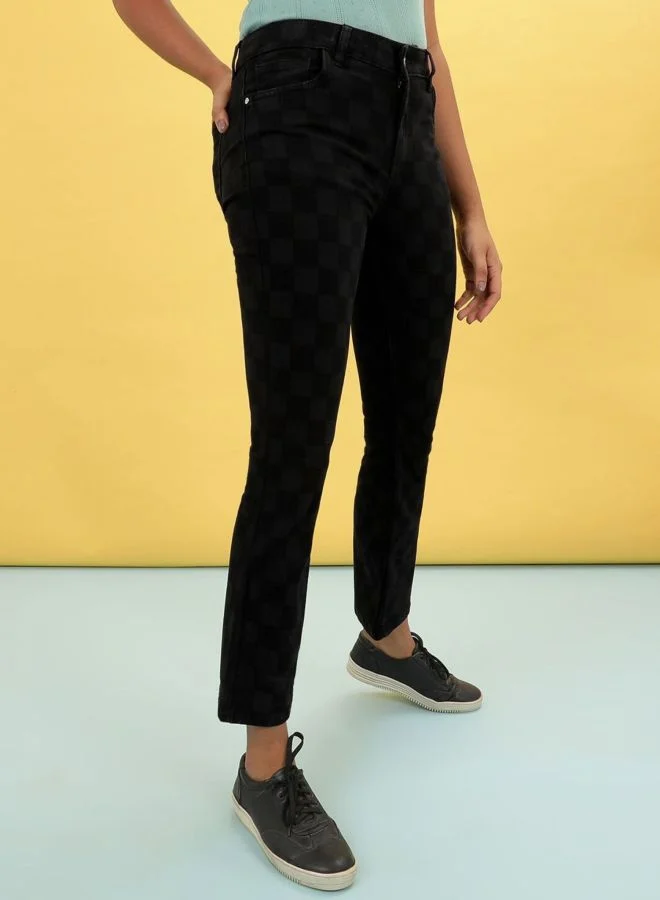 مرفوعة Women Bootcut Laser Print High Rise Jeans